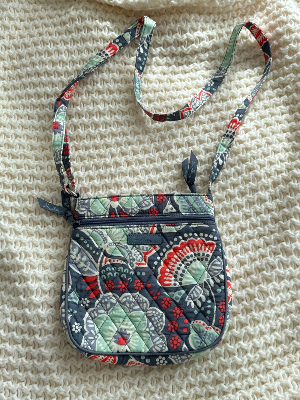 Vera Bradley Quilted Crossbody in Navy, Red & Mint Floral